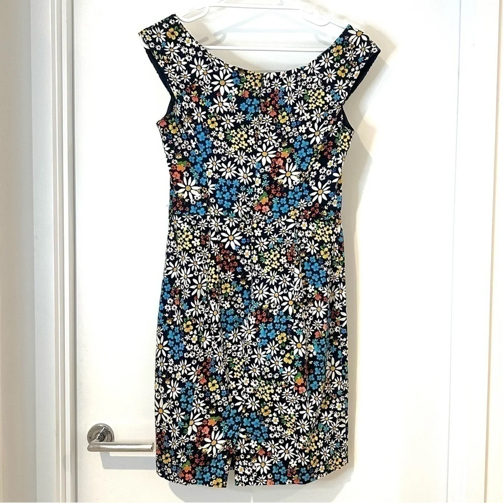 Review floral dress navy blue rainbow flowers floral feminine ladies size 10 - Picture 2 of 5